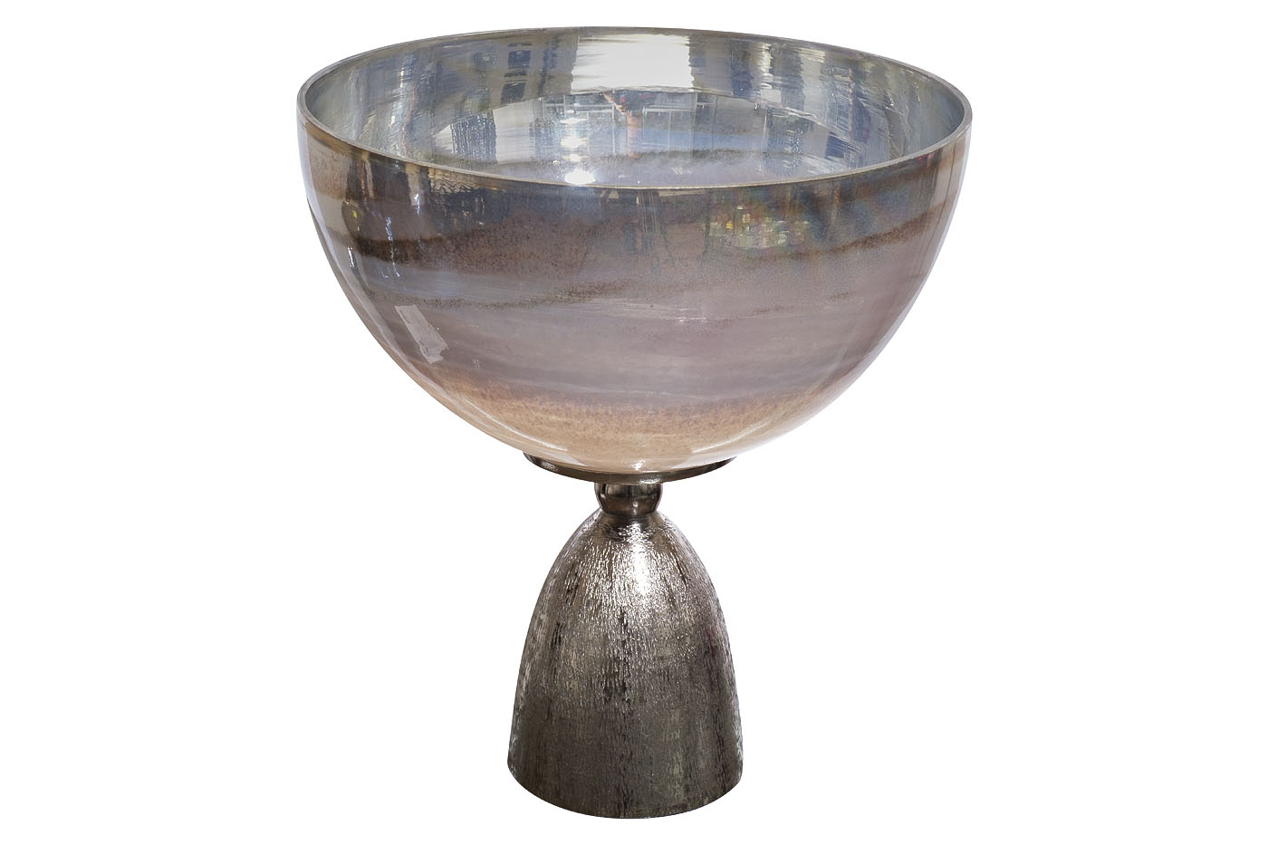 Чаша стеклянная на металлическом основании серебряная 71PN-3177